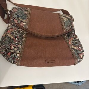 Sakroots Rust Crossbody Bag with Floral Trim